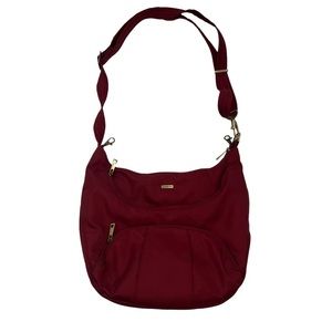 TRAVELON Anti Theft RFID Maroon Crossbody Bag